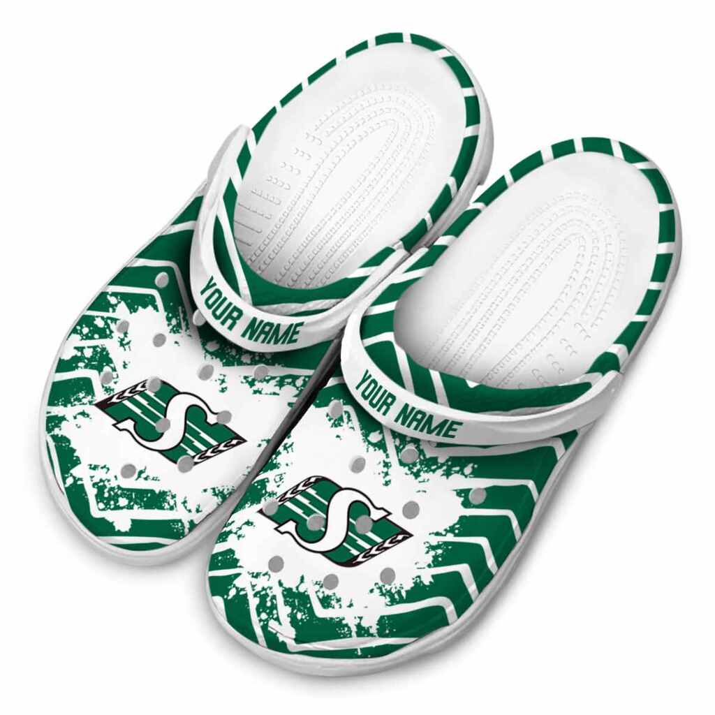 Personalized Saskatchewan Roughriders Zigzag Paint Burst ClogTVC1801794 - Image 4