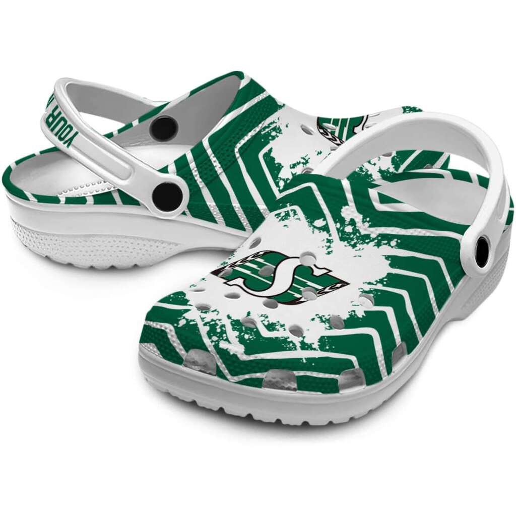 Personalized Saskatchewan Roughriders Zigzag Paint Burst ClogTVC1801794 - Image 3