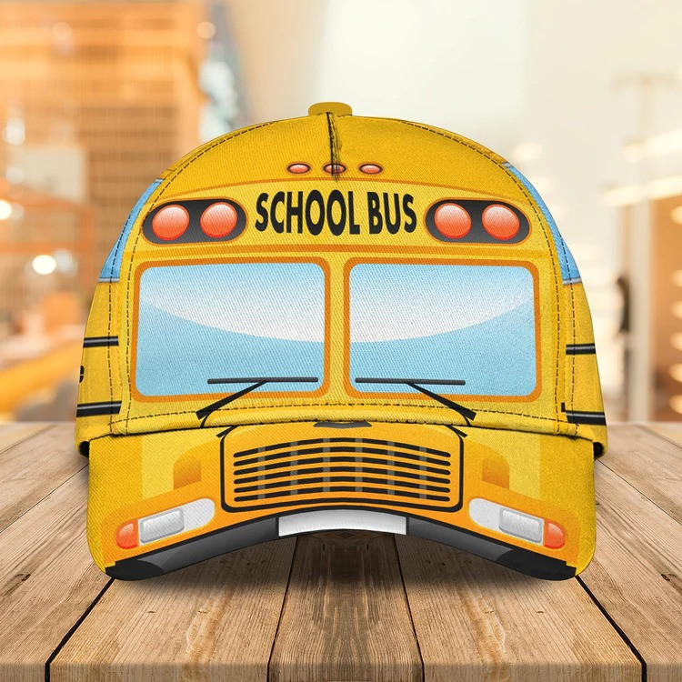 Personalized School Bus Drivers Classic Cap for Men, School Bus Background Hat for His Birthday Trucker Hats Custom Hats Gifts For Men & Women