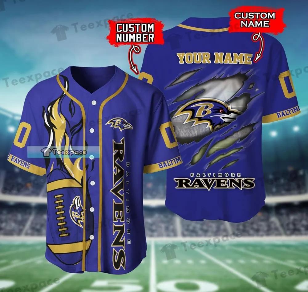 Personalized Scratch Fire Rugby Ball Baltimore Ravens Baseball Jersey