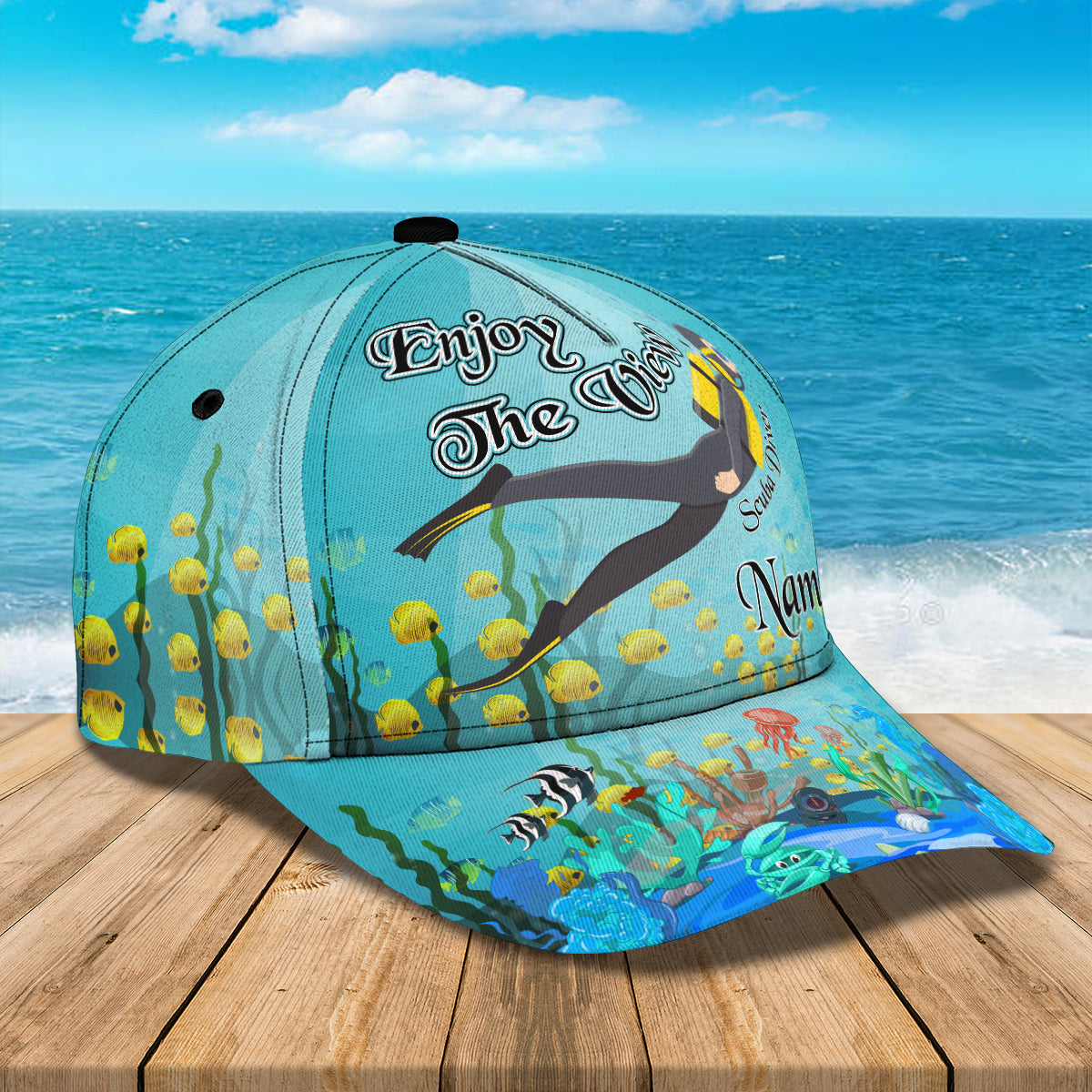 Personalized Scuba Diver Cap - Custom Classic Design Trucker Hats Custom Hats Gifts For Men & Women