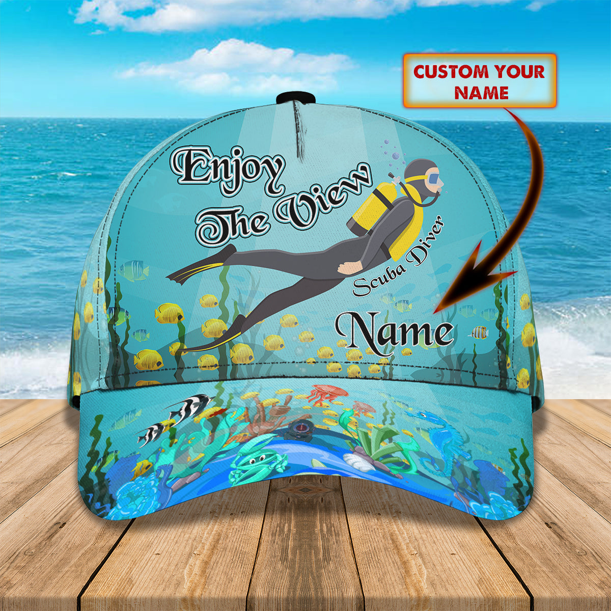 Personalized Scuba Diver Cap - Custom Classic Design Trucker Hats Custom Hats Gifts For Men & Women