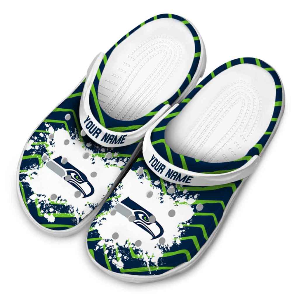 Personalized Seattle Seahawks Zigzag Paint Burst ClogTVC180139 - Image 4