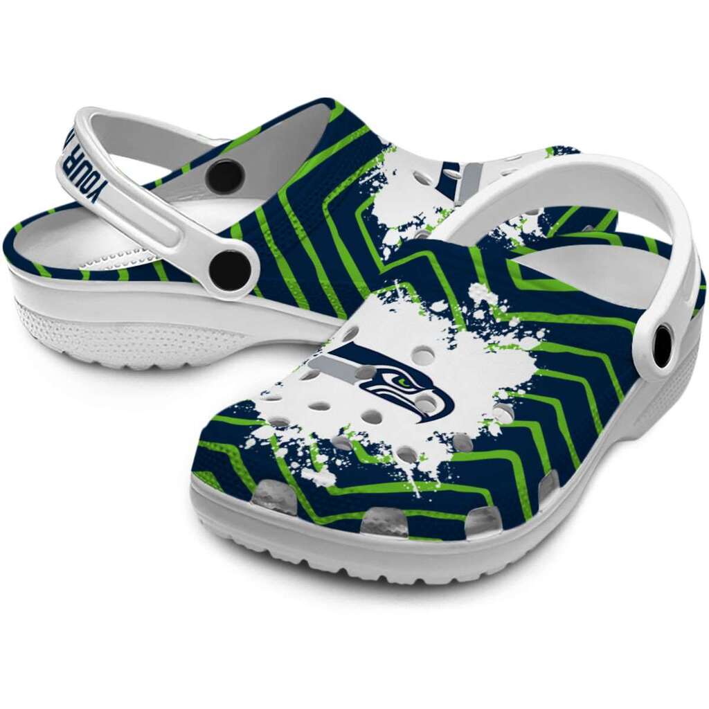 Personalized Seattle Seahawks Zigzag Paint Burst ClogTVC180139 - Image 3