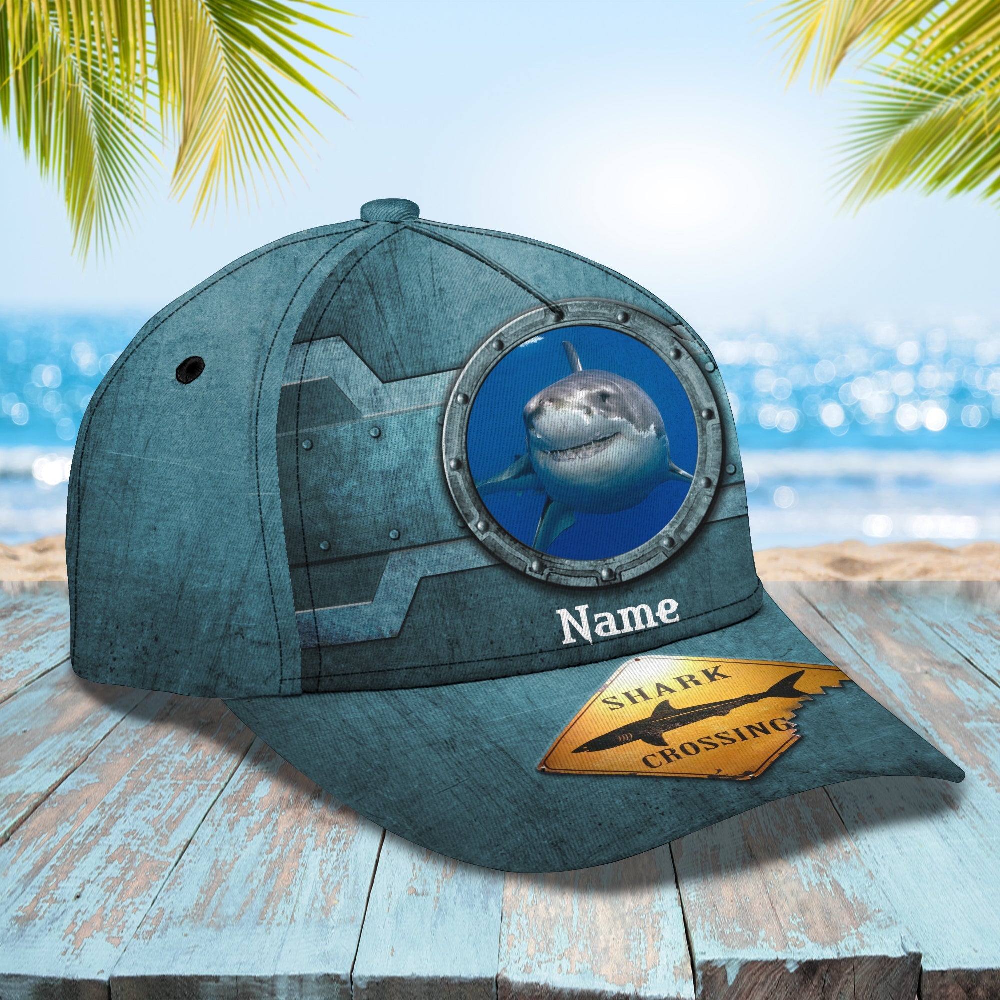 Personalized Shark Crossing Custom Classic Cap Trucker Hats Custom Hats Gifts For Men & Women