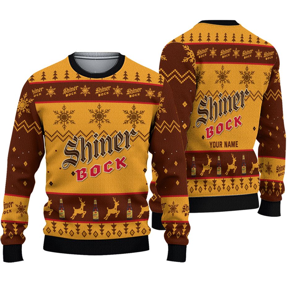 Personalized Shiner Bock Beer Christmas Ugly Sweater