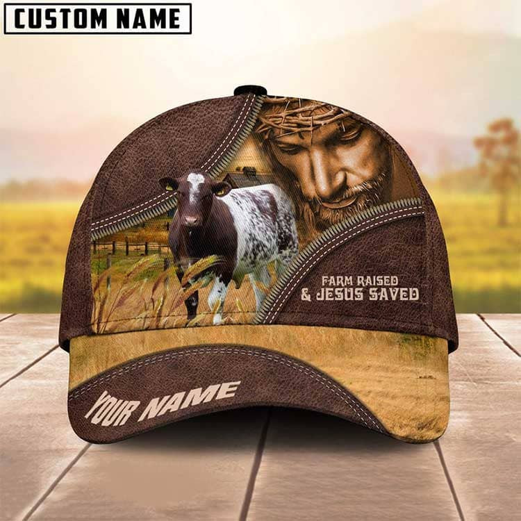 Personalized Shorthorn Cattle Hat for Farmer, Custom Name 3D Farmhouse Classic Cap Trucker Hats Custom Hats Gifts For Men & Women