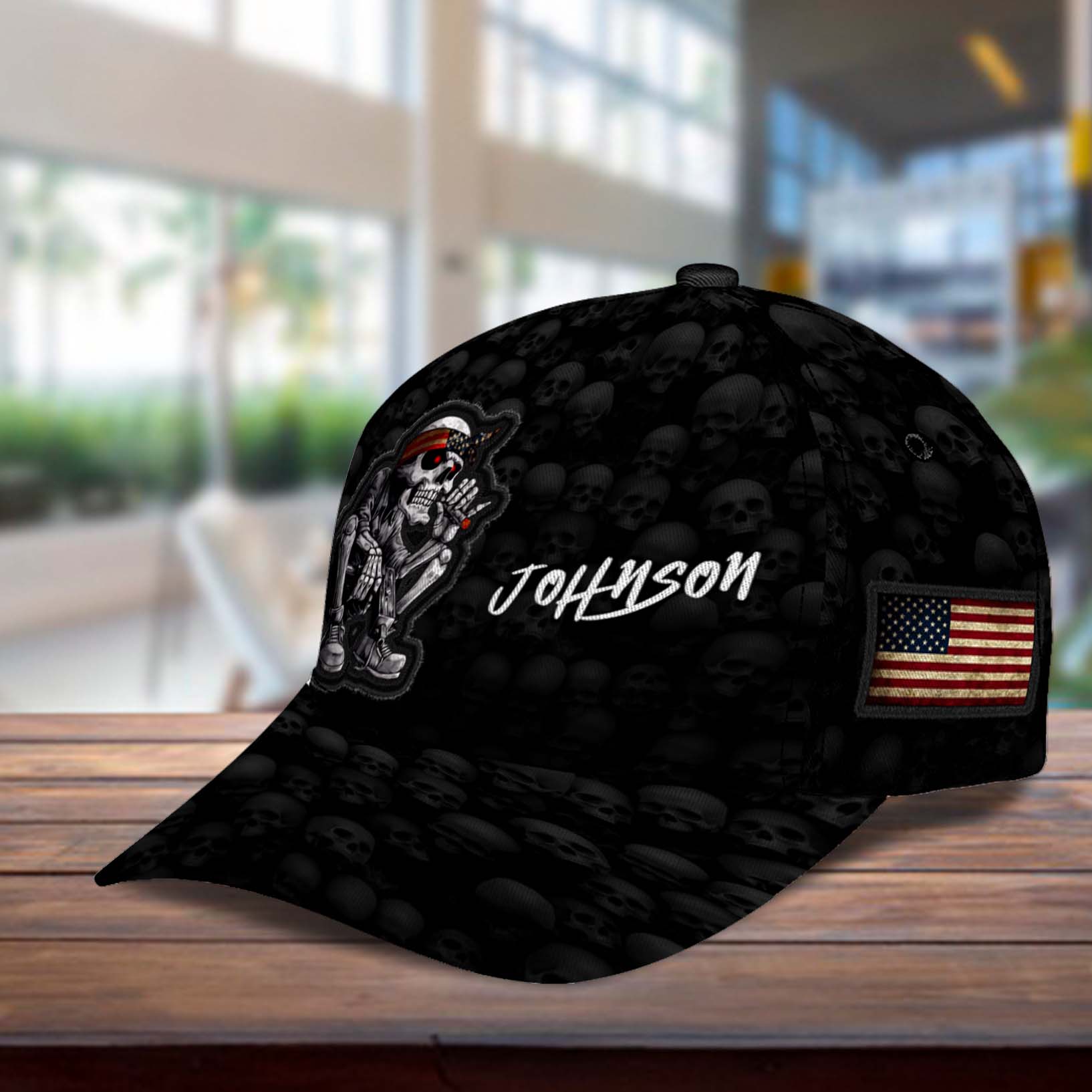 Personalized Skull Classic Cap, Gift for Skull Lovers Trucker Hats Custom Hats Gifts For Men & Women