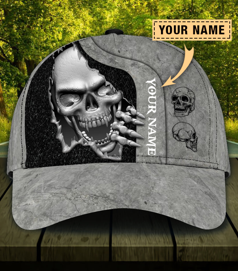 Personalized Skull Classic Cap, Gift for Skull Lovers Trucker Hats Custom Hats Gifts For Men & Women