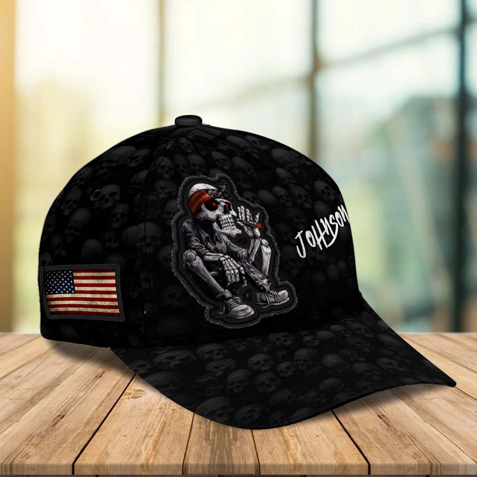 Personalized Skull Classic Cap, Gift for Skull Lovers Trucker Hats Custom Hats Gifts For Men & Women