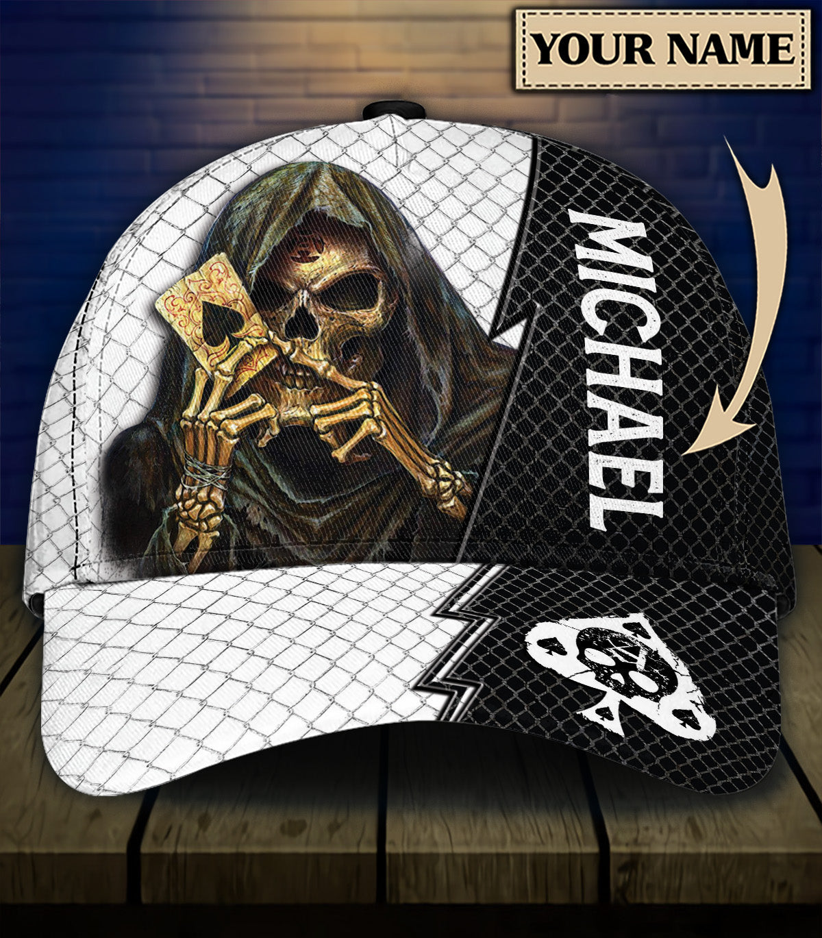 Personalized Skull Classic Cap, Gift for Skull Lovers Trucker Hats Custom Hats Gifts For Men & Women