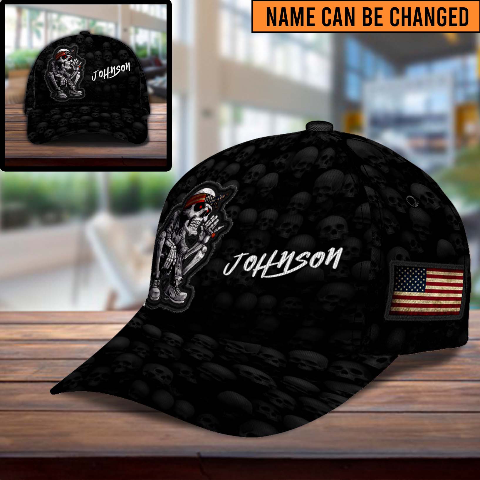 Personalized Skull Classic Cap, Gift for Skull Lovers Trucker Hats Custom Hats Gifts For Men & Women