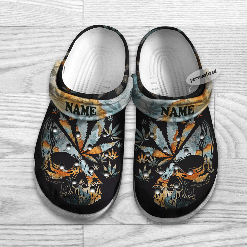 Personalized Skull Weed Cannabis clog Shoesfor Men Women Marijuana 420 Weed Gifts Ht