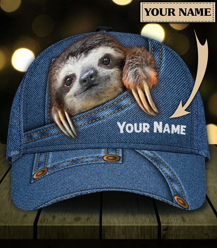 Personalized Sloth Classic Cap, Gift for Sloth Lovers Trucker Hats Custom Hats Gifts For Men & Women