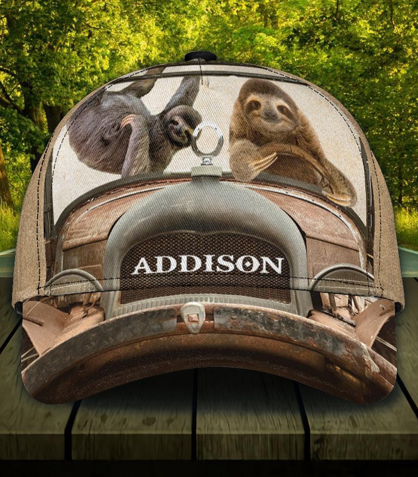 Personalized Sloth Classic Cap, Personalized Gift for Sloth Lovers Trucker Hats Custom Hats Gifts For Men & Women