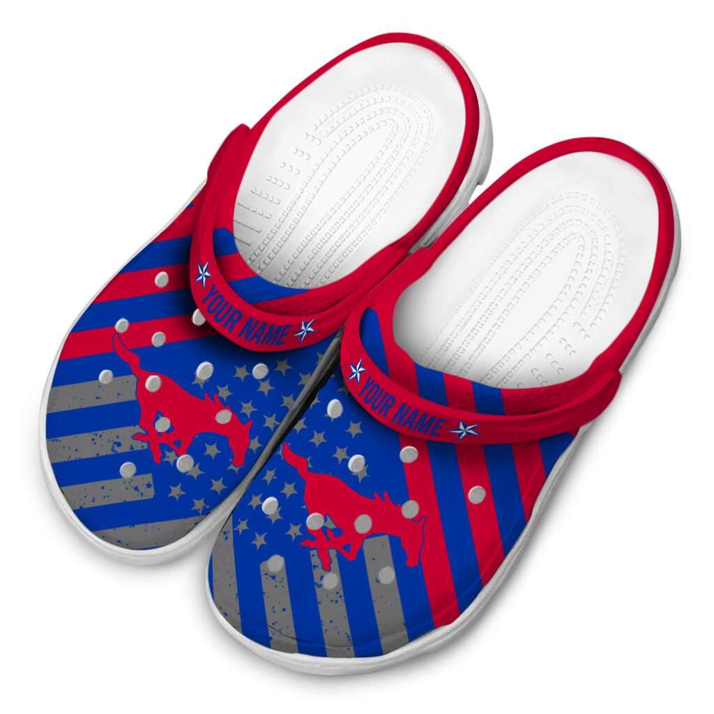 Personalized SMU Mustangs Star-Spangled Graphic ClogTVC1801821 - Image 4