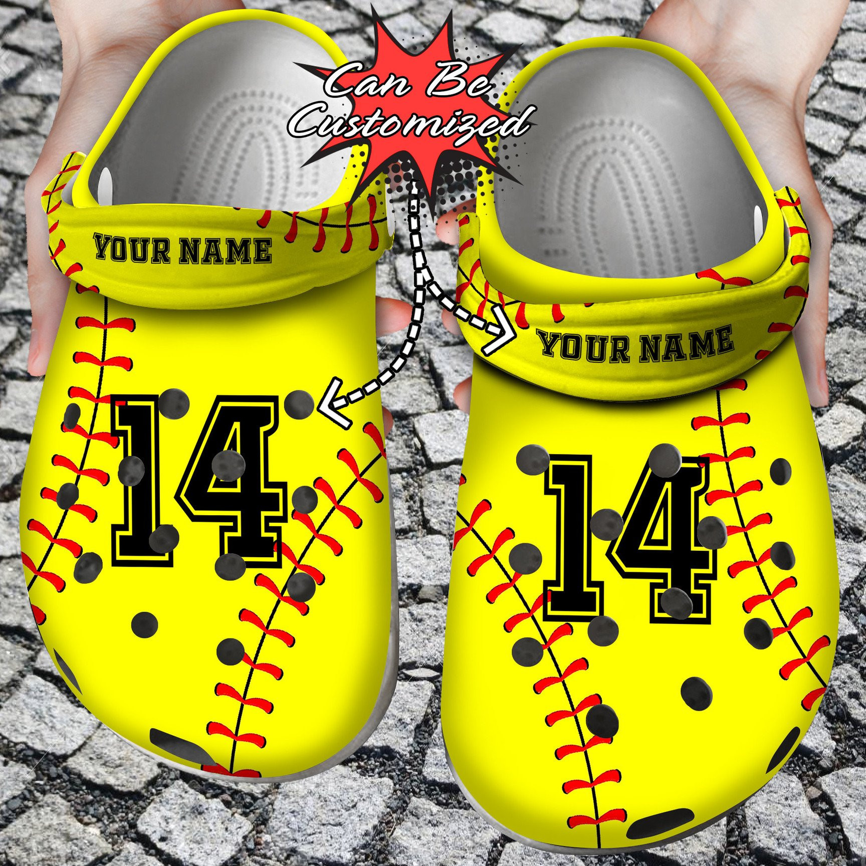 Personalized Softball Stitches clog Shoes Softball