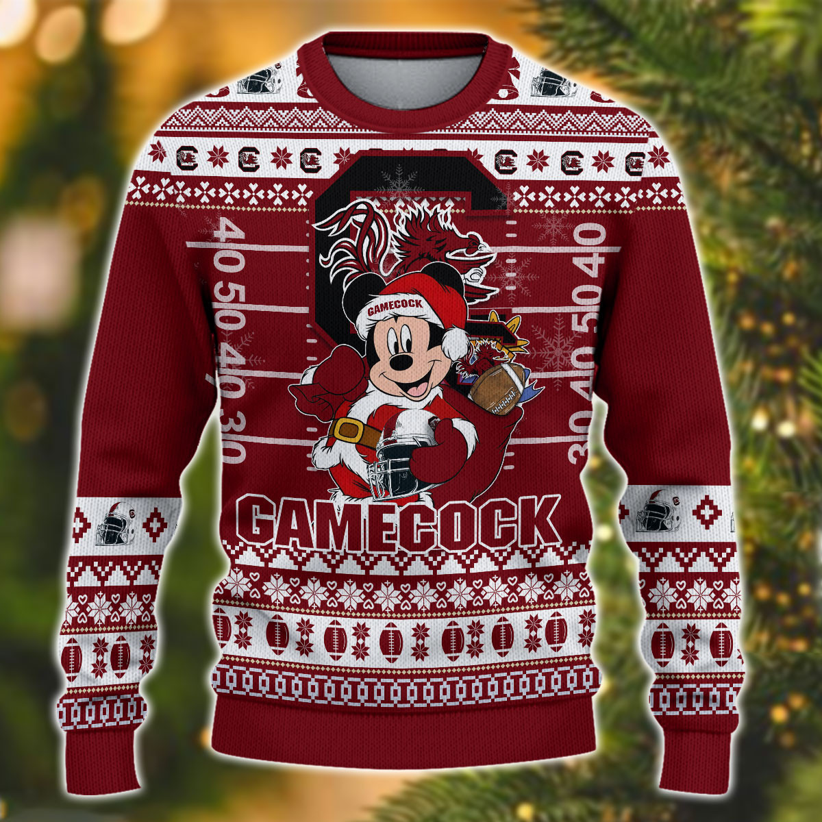 Personalized South Carolina Gamecocks Mickey Ugly Christmas Sweater Adult 3D Funny Matching for family - Image 2