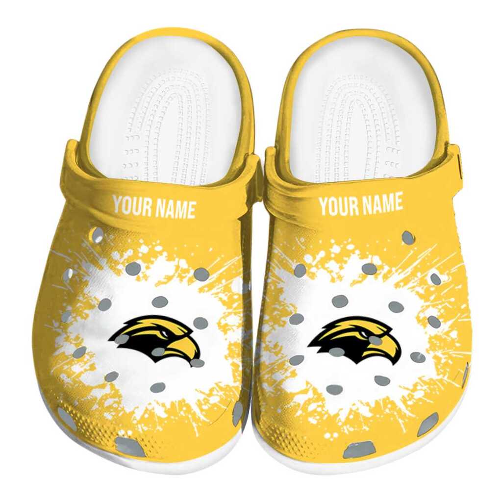 Personalized Southern Miss Golden Eagles Splatter Background ClogTVC1801714