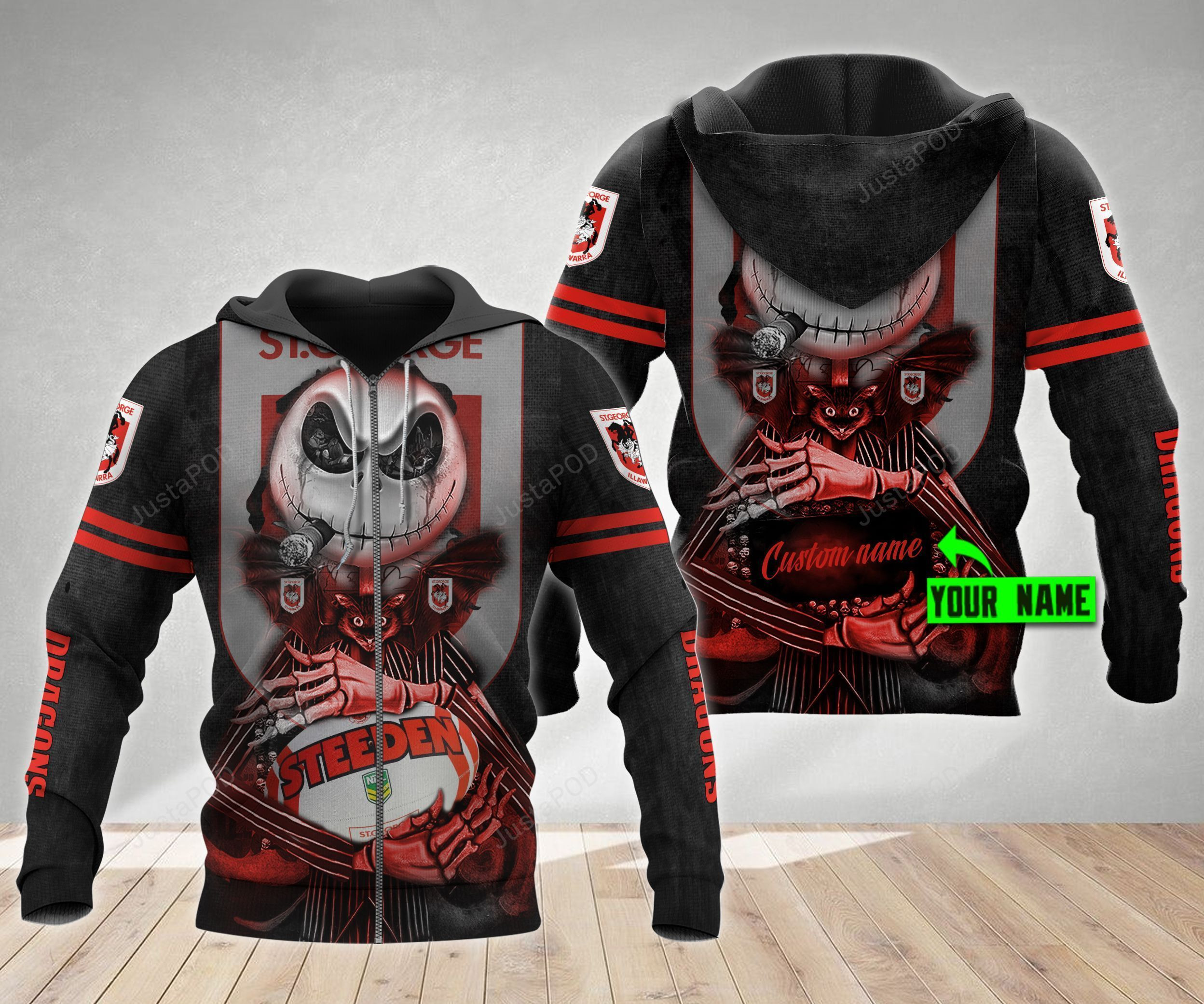 Personalized St George Illawarra Dragons 3D All Over Print Hoodie, Zip Hoodie