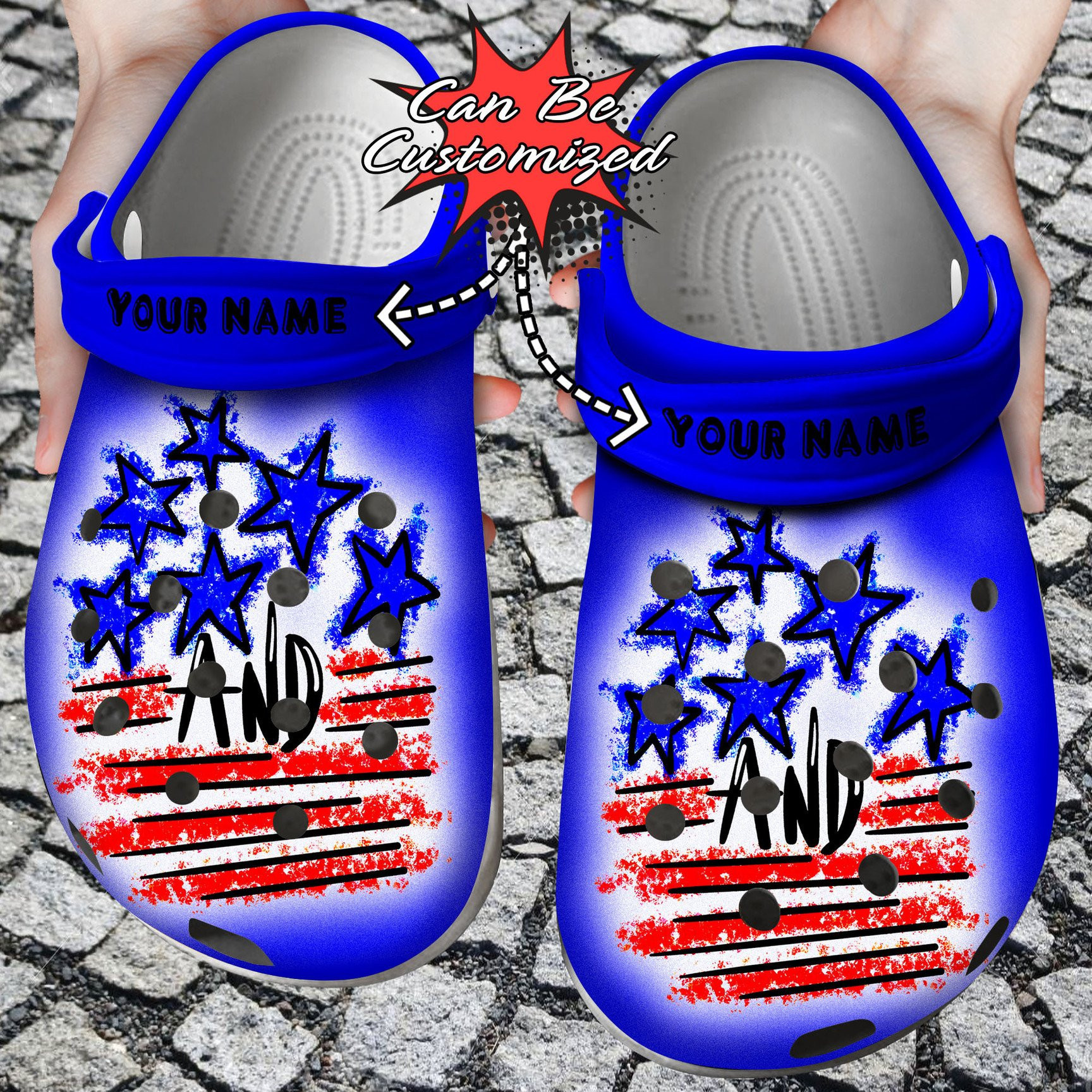 Personalized Stars and Stripes Splatter clog Shoes Custom