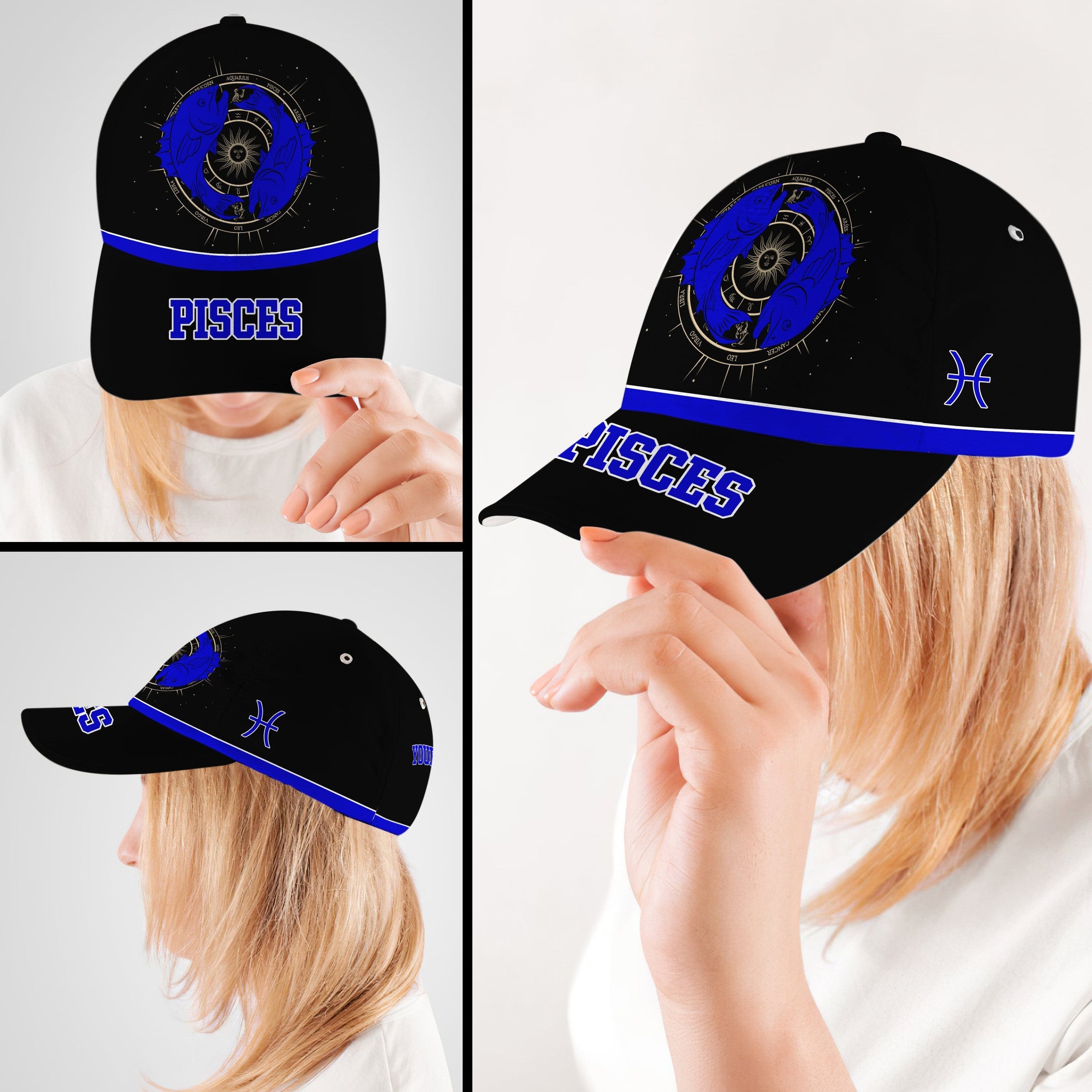 Personalized Stunning Pisces Zodiac Hat Classic Cap Trucker Hats Custom Hats Gifts For Men & Women