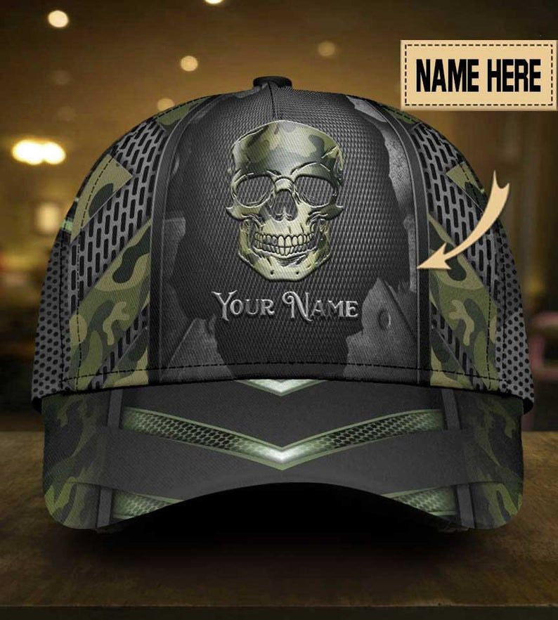Personalized Sugar Skull Evil Camouflage American Hat Classic Cap 3D Trucker Hats Custom Hats Gifts For Men & Women