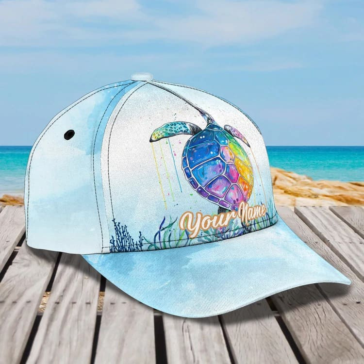 Personalized Summer Sea Turtle 3D Baseball Cap for Boyfriend, Beach Turtle Hat for Summer Holiday Trucker Hats Custom Hats Gifts For Men & Women