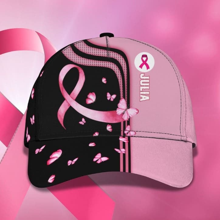 Personalized Sunflowers Breast Cancer Awareness Classic Cap for Women, Girl Trucker Hats Custom Hats Gifts For Men & Women
