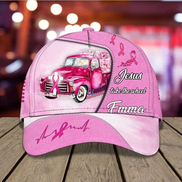 Personalized Sunflowers Breast Cancer Awareness Classic Cap for Women, Girl Trucker Hats Custom Hats Gifts For Men & Women