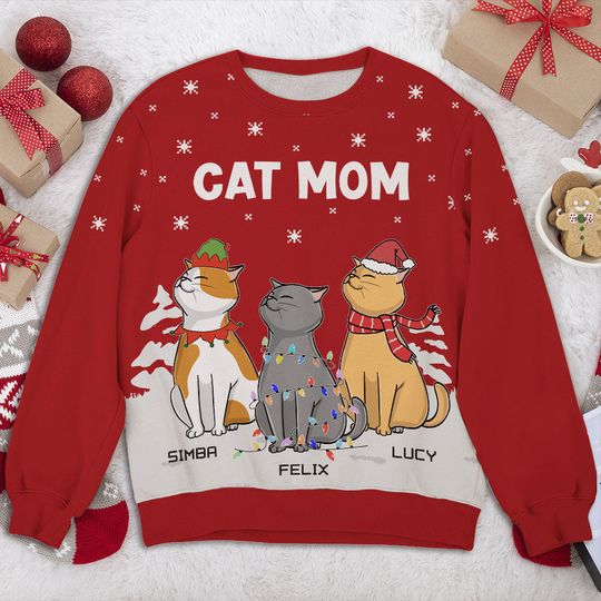 Personalized Sweatshirt for Cat Lovers Featuring Cat and Snow - Image 5