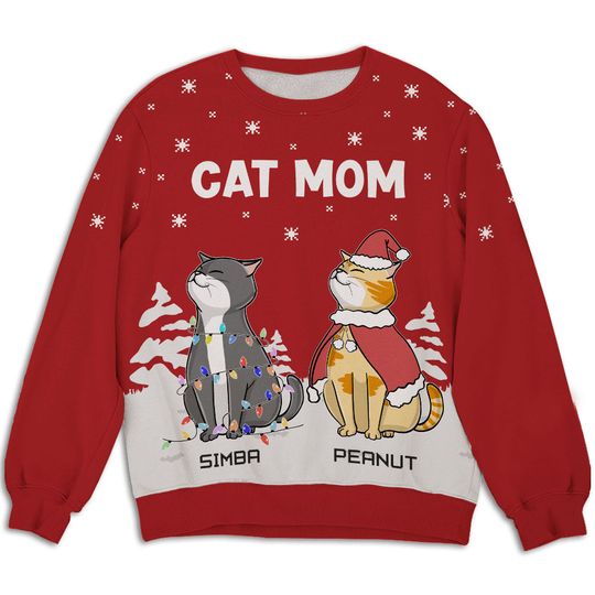 Personalized Sweatshirt for Cat Lovers Featuring Cat and Snow - Image 4