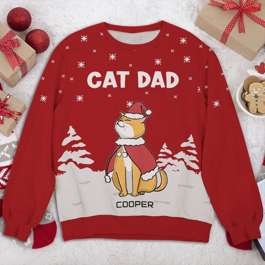 Personalized Sweatshirt for Cat Lovers Featuring Cat and Snow - Image 6