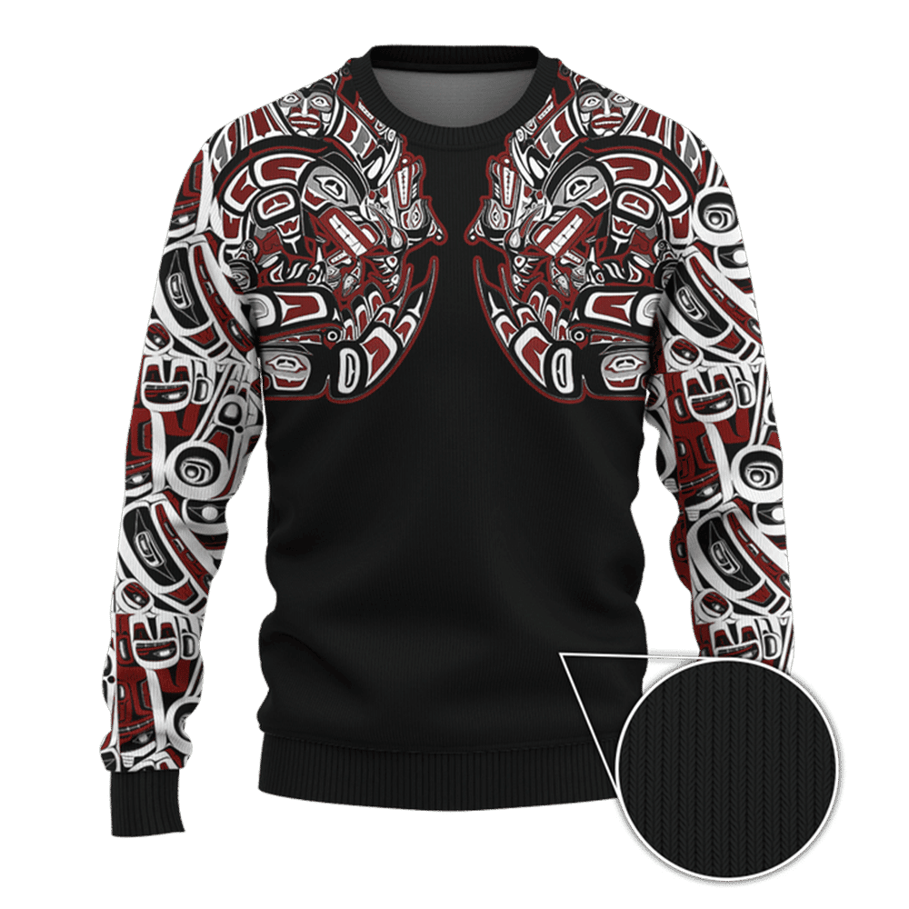 Personalized Tattoo Pacific Northwest Sweater Haida Art Style Merchs