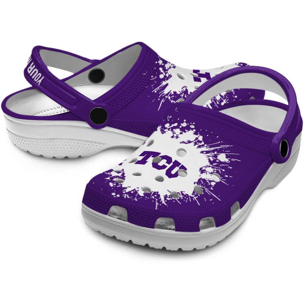 Personalized TCU Horned Frogs Splatter Background ClogTVC180168 - Image 3