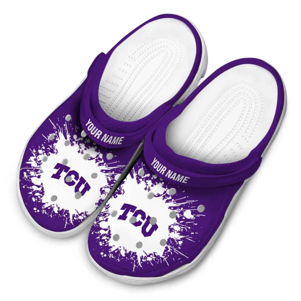 Personalized TCU Horned Frogs Splatter Background ClogTVC180168 - Image 4
