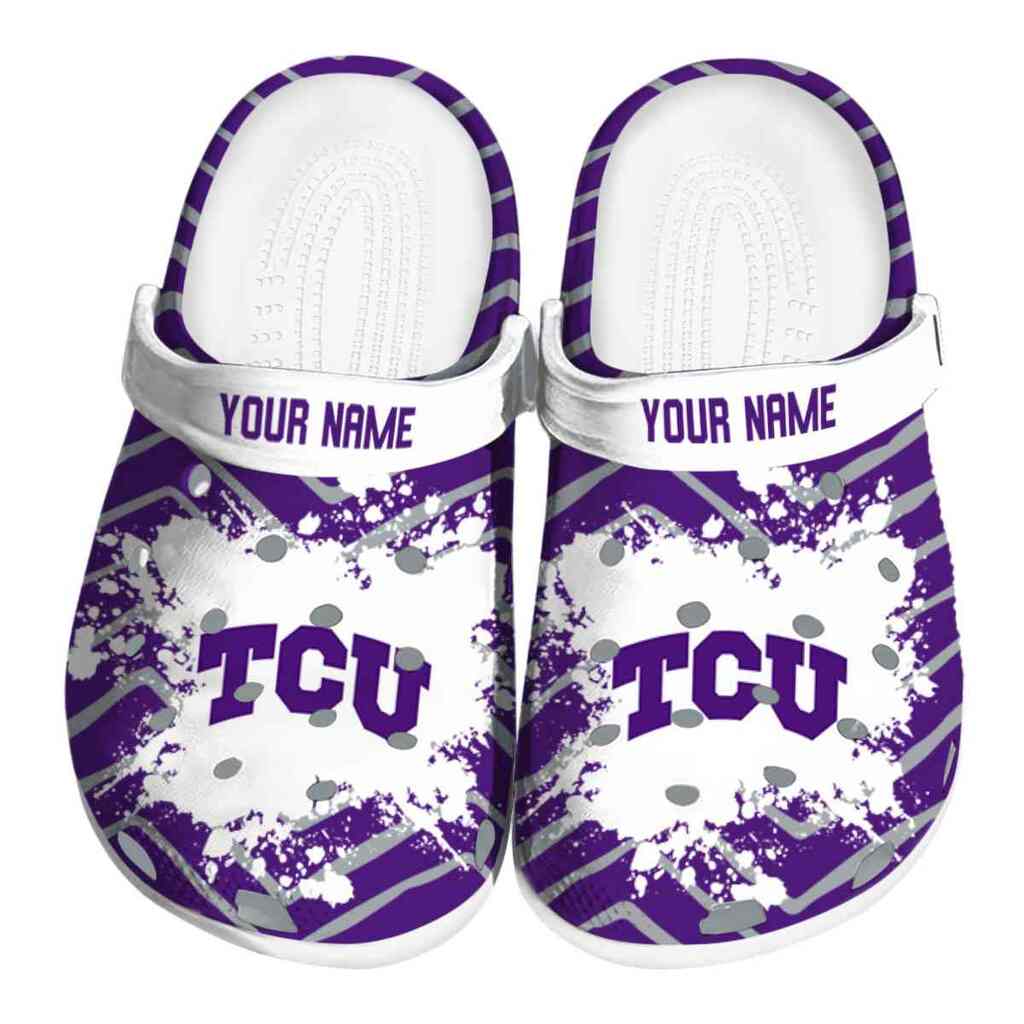 Personalized TCU Horned Frogs Zigzag Paint Burst ClogTVC180168