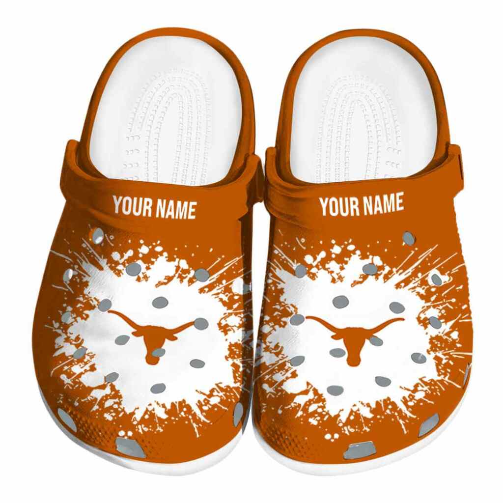 Personalized Texas Longhorns Splatter Background ClogTVC180167