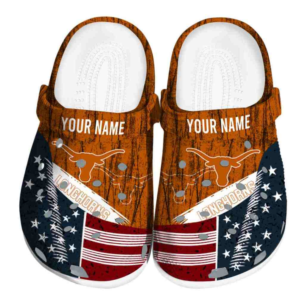 Personalized Texas Longhorns Star-Spangled Side Pattern ClogTVC180167