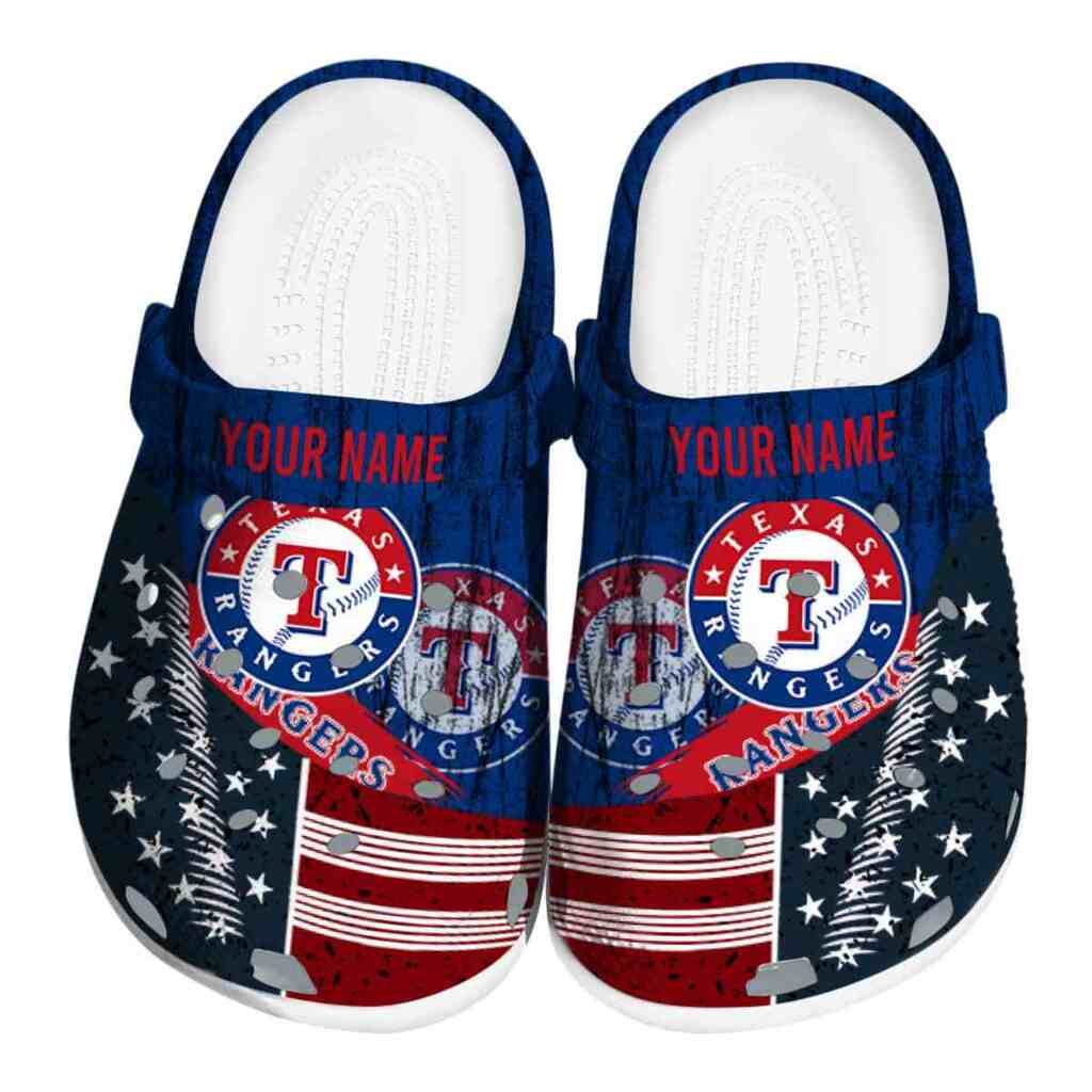 Personalized Texas Rangers Star-Spangled Side Pattern ClogTVC180156