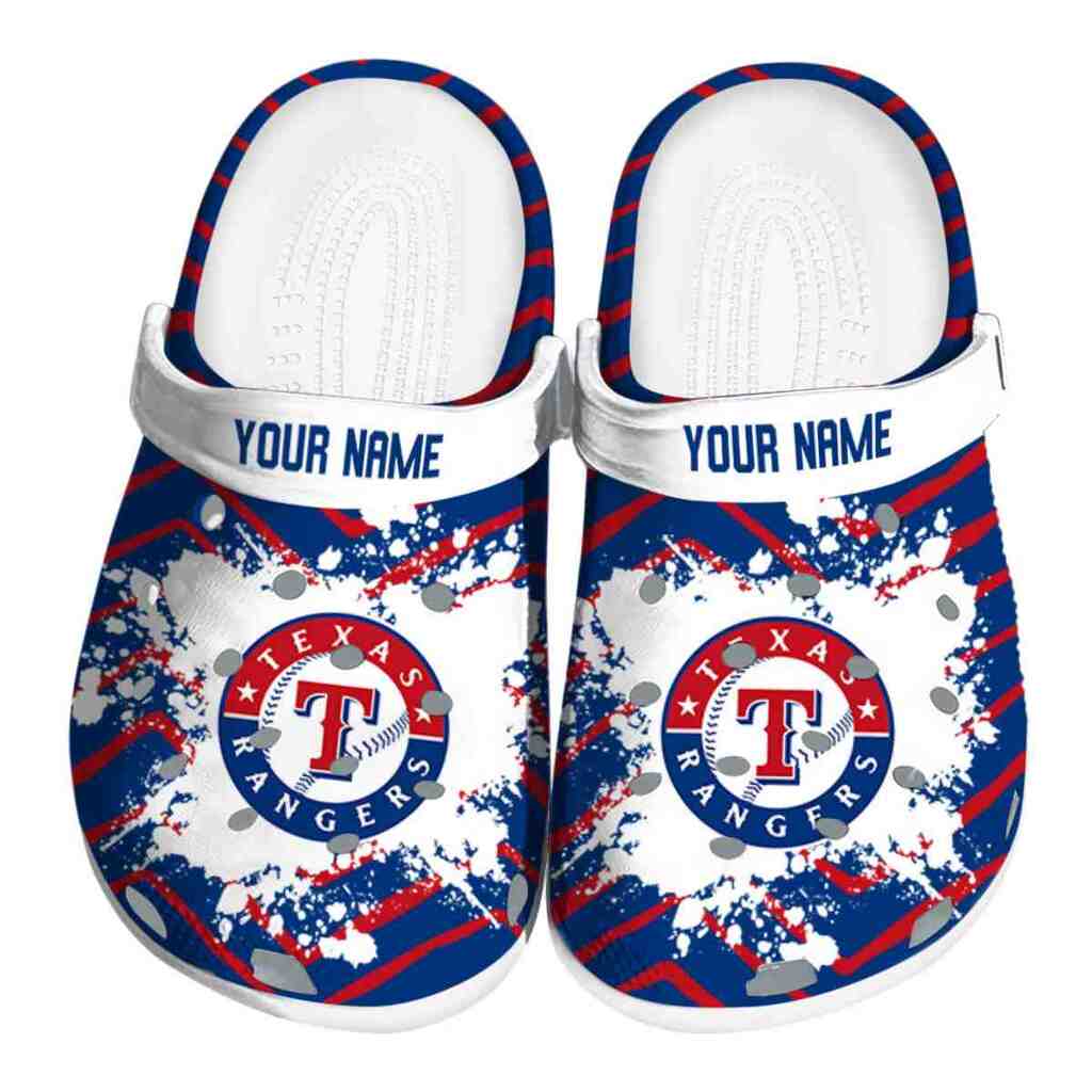 Personalized Texas Rangers Zigzag Paint Burst ClogTVC180156