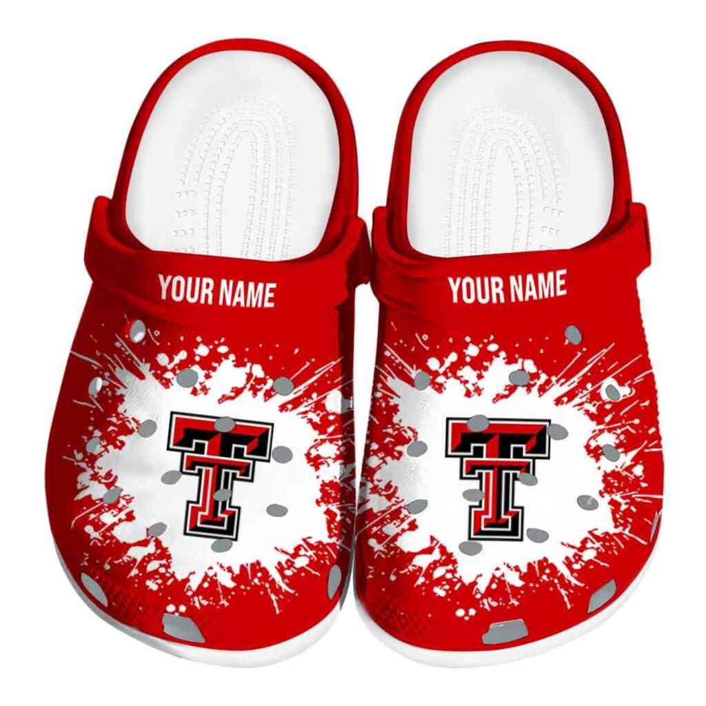 Personalized Texas Tech Red Raiders Splatter Background ClogTVC180157