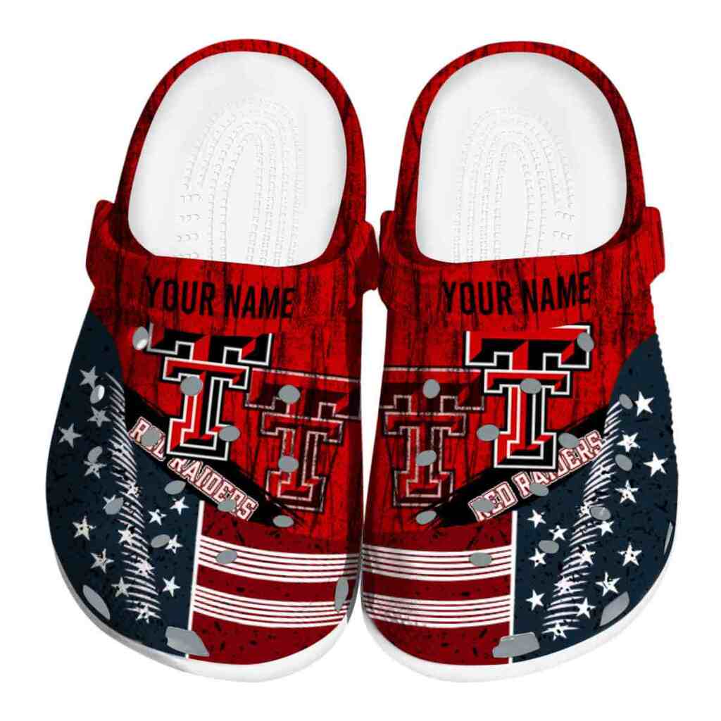 Personalized Texas Tech Red Raiders Star-Spangled Side Pattern ClogTVC180157