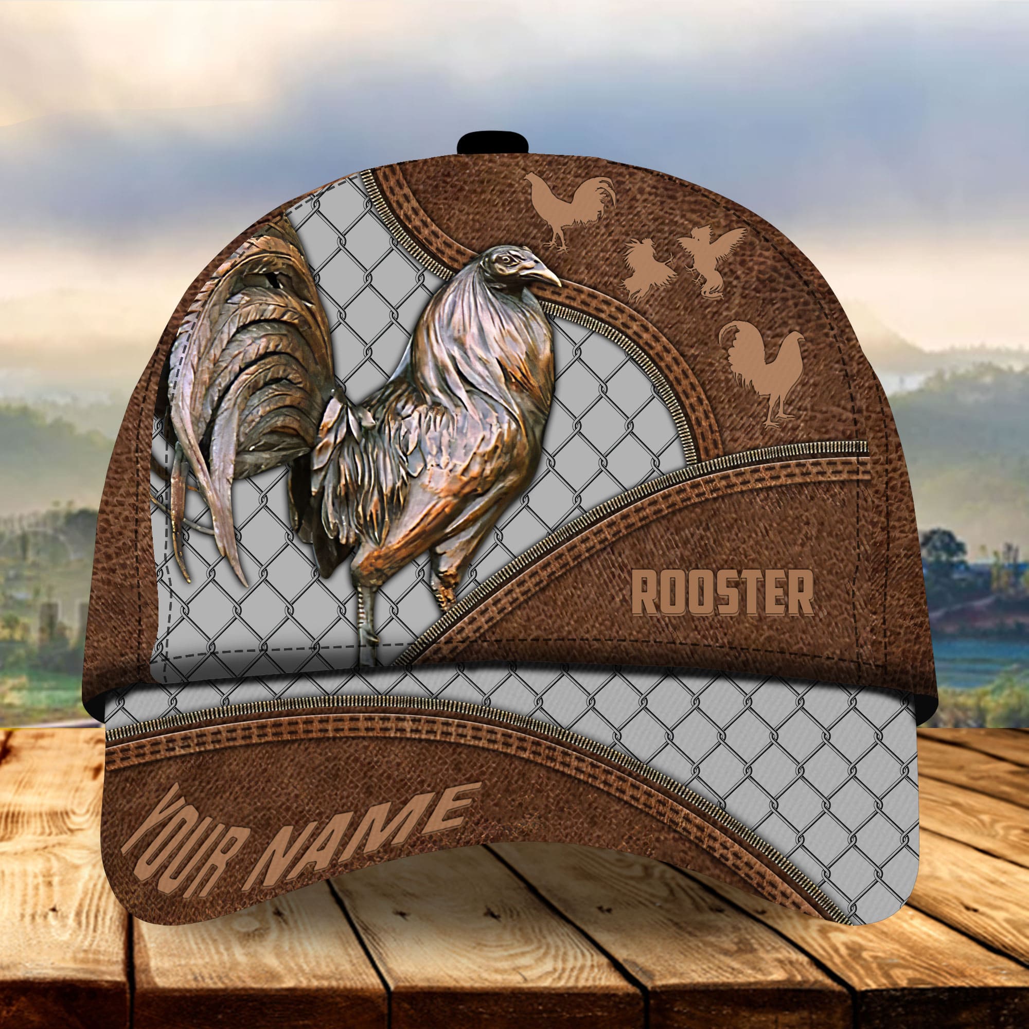 Personalized The Best Rooster Cap Hat With Leather Pattern, Rooster Hats For Chicken Lovers Multicolor Trucker Hats Custom Hats Gifts For Men & Women