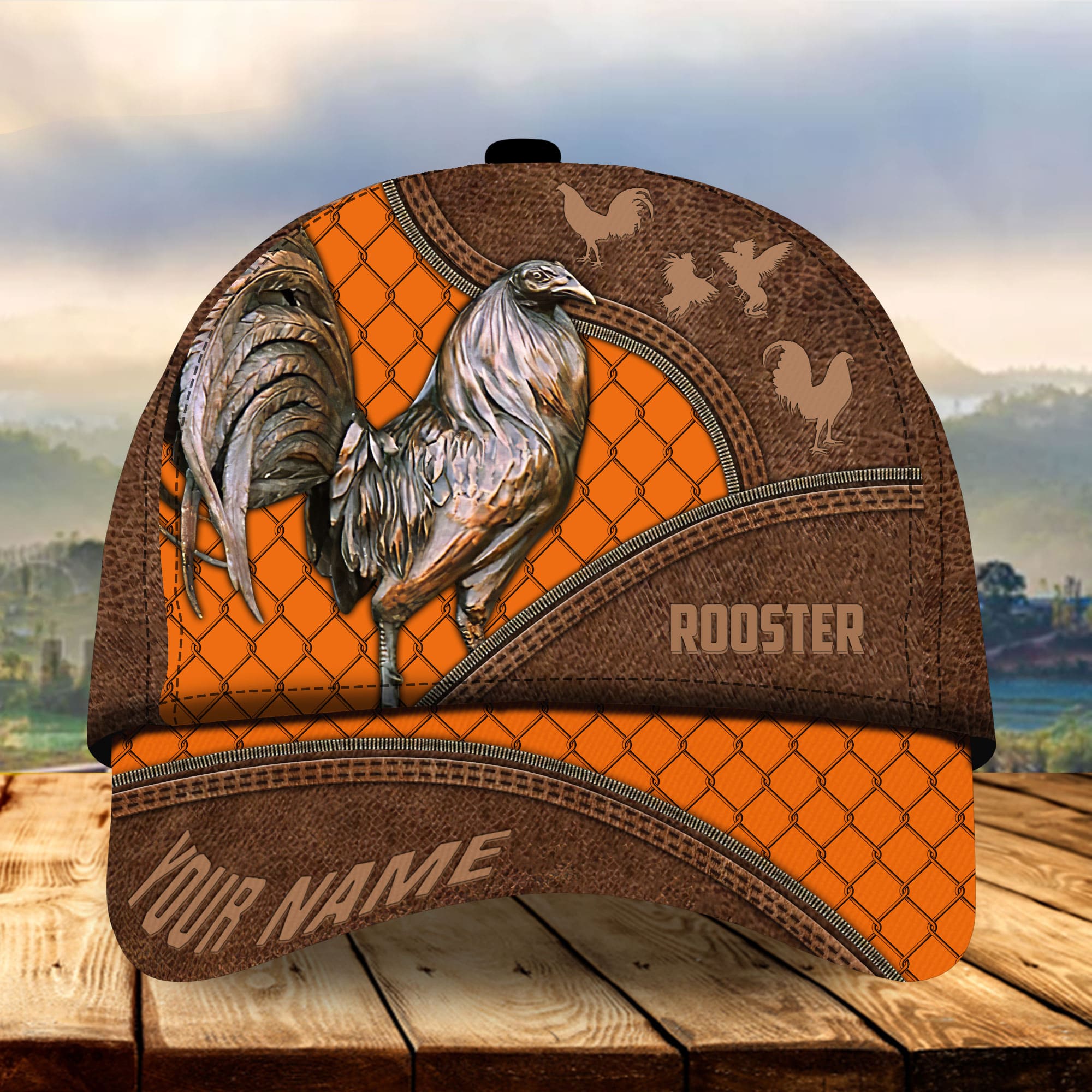 Personalized The Best Rooster Cap Hat With Leather Pattern, Rooster Hats For Chicken Lovers Multicolor Trucker Hats Custom Hats Gifts For Men & Women