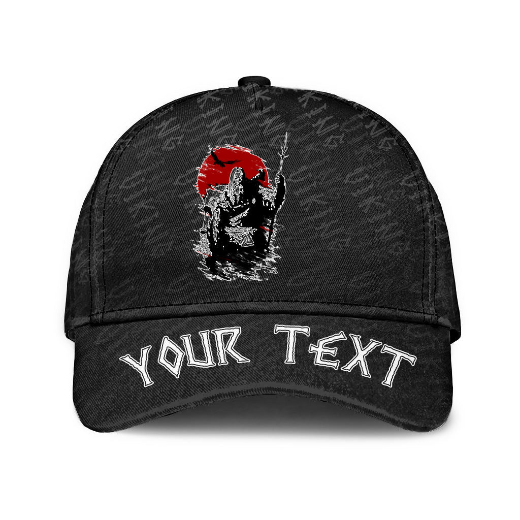 Personalized The Harsh God Odin Against The Background Of Red Sun Classic Cap 3D Baseball Caps Trucker Hats Custom Hats Gifts For Men & Women
