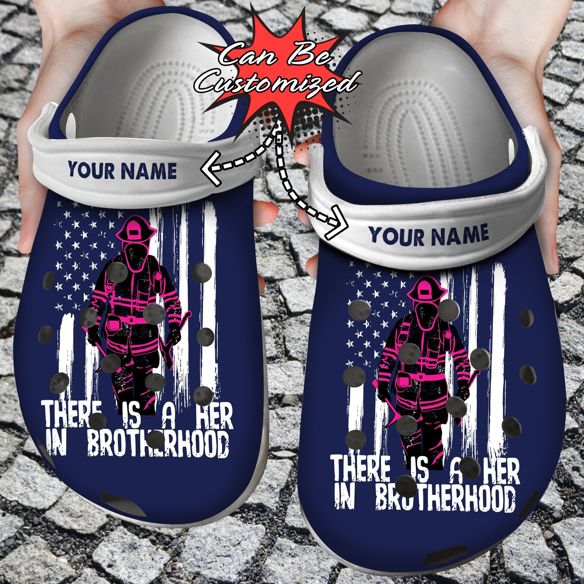 Personalized There Is A Her In Brotherhood clog Shoes Firefighter