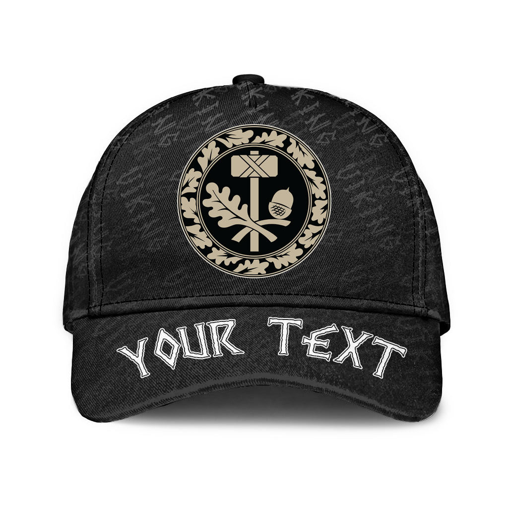 Personalized Thors Hammer Mjolnir And The Scandinavian Oak Leaf Ornament Classic Cap 3D Baseball Caps Trucker Hats Custom Hats Gifts For Men & Women
