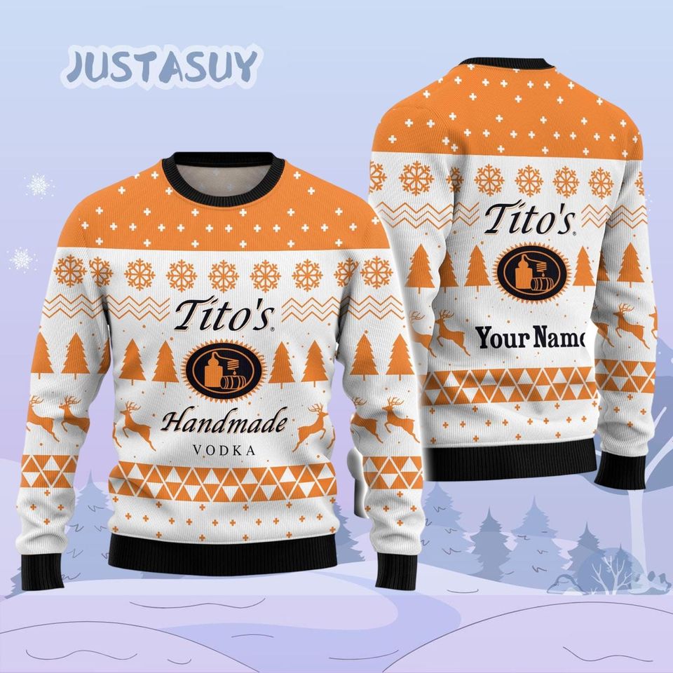 Personalized Titos Christmas Sweater, Vodka Ugly Sweater