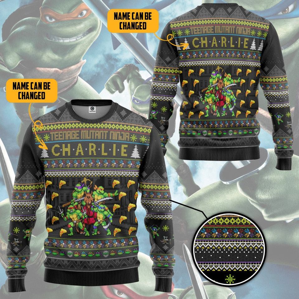 Personalized TMNT Teenage Mutant Ninja Turtles Ugly Christmas Sweater